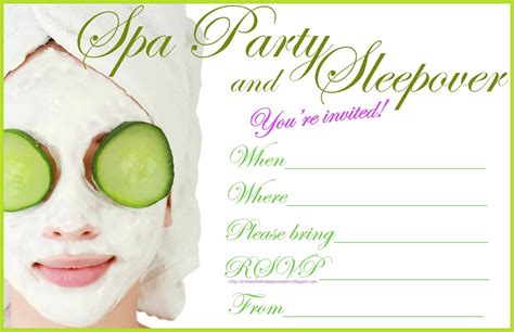 spa party invitations templates