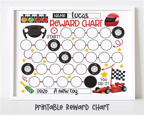 race car reward chart  kids  kids simple kids reward chart