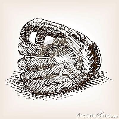 baseball glove hand drawn sketch style vector stock vector image