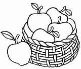 Coloring Basket Apple Apples sketch template