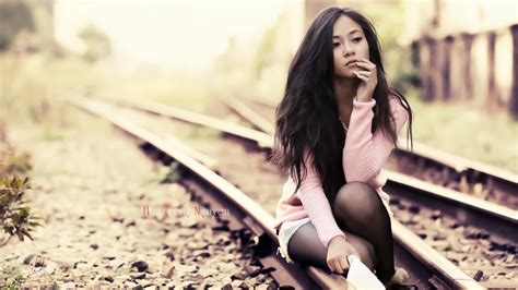 women model brunette long hair asian women outdoors jean
