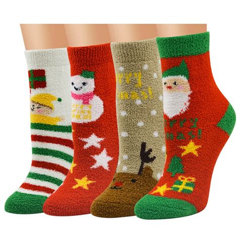 unisex christmas socks casual soft breathable warm coral velvet
