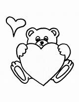 Coloring Bear Teddy Pages Heart Printable Outline Drawing Valentine Cute Bears Print Color Colouring Baby Kids Draw Hearts Template Sheets sketch template