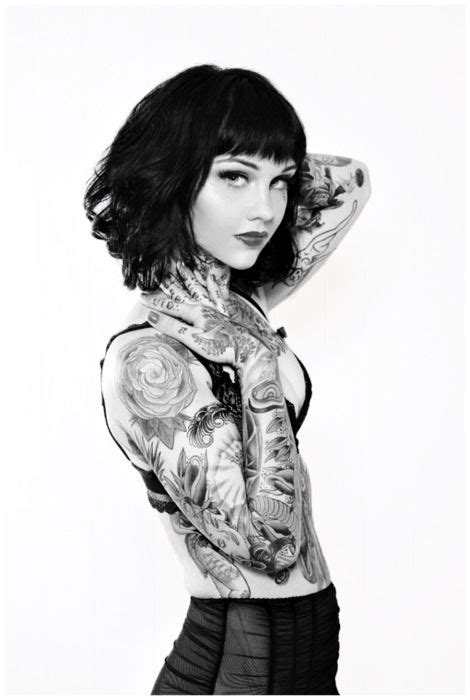 Inked Brunette Pin Up Girl Sleeve Tattoo Arm Tattoo