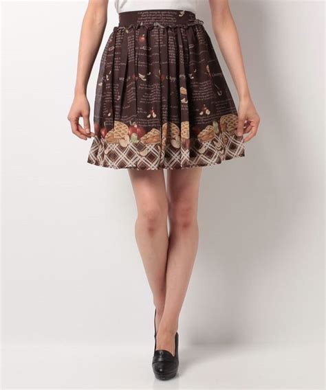 Authentic Secret Honey Apple Pie Pattern Skirt Brown Skirts Kei