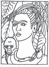 Coloring Frida Pages Famous Kahlo Self Portrait Paintings Zentangle Printable Girl Power Colouring Painting Artists Getcolorings Pinturas Artwork Color Kids sketch template