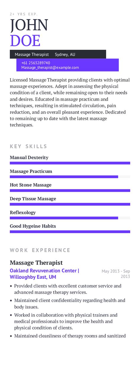 massage therapist resume   content sample craftmycv