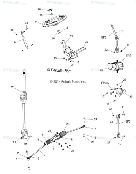 polaris side  side  oem parts diagram  steering steering asm  options partzillacom