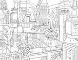 Coloring Futuristic Cityscape Pages Adult Coloringgarden Printable Description Print Drawings sketch template
