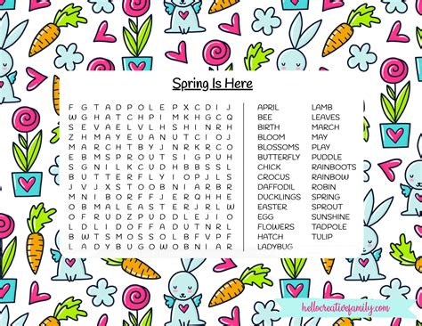 spring word search printable  creative family