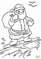 Santa Coloring Surfing Pages Printable Christmas Colouring Color Cartoon Beach Surfboard Australian Aussie Drawing Sheets Crafts Entitlementtrap Google Au Designlooter sketch template