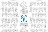 Professions Coloring 80x Save sketch template
