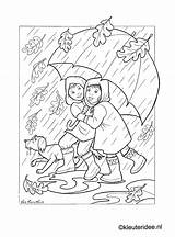 Kleuteridee Herfst Regen Paraplu Horsthuis Rainy Starbucks Bezoeken sketch template