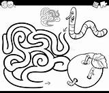 Worm Maze Labyrinthe Labyrinth Labirinto Apfel Wurm Laberinto Gusano Manzana Pomme Kleurplaat Fruit Appel Children Mela Coloritura Verme Labirynt Coloration sketch template
