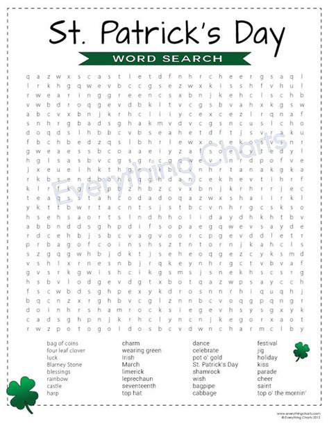 st patricks day word search  filesprintables etsy