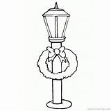 Lantern Wreath Coloring sketch template