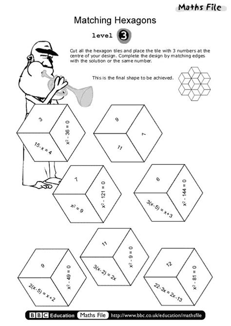 bbc education maths file print  matching hexagons level