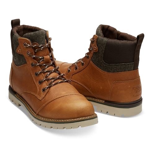 toms ashland waterproof dark toffee leather brushed wool mens boot footwear  cho fashion