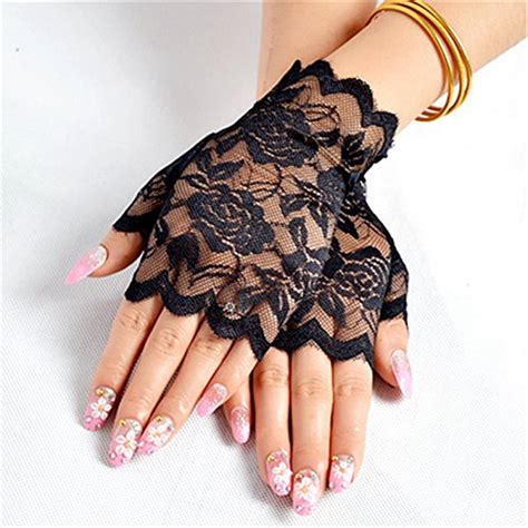 2 pair floral lace fingerless women s gloves elegant sexy gloves for