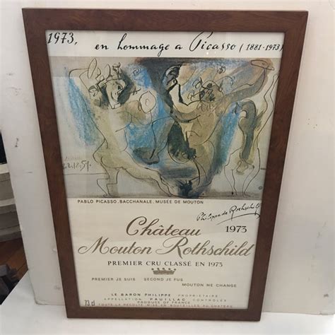 chateau mouton rothschild picasso label poster chairish