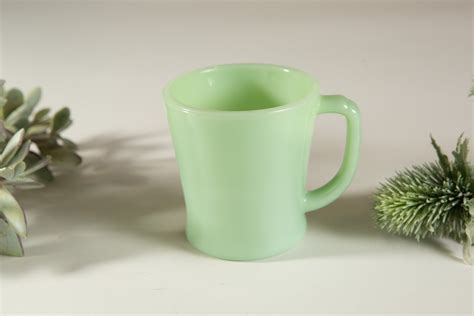 Vintage Jadeite Mugs Green Milk Glass Mugs 8oz Coffee Or Tea Mugs