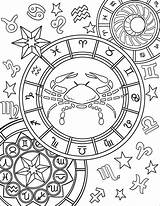 Zodiac Adults Mandala Astrological Wicca Embroidery sketch template