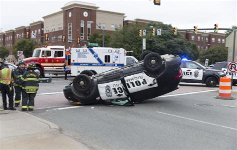 Police Car Flipped In Crash In Downtown Richmond