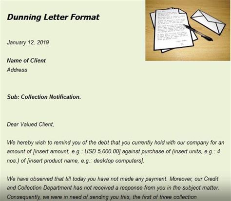 sample debt collection notification letter uncommon words seo