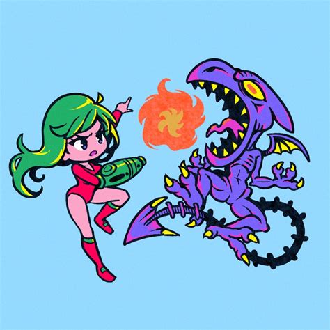 Ridley And Samus Aran Metroid Classic And Etc Drawn By