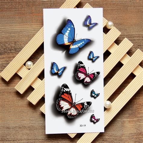 3d colorful butterfly fake tattoo decals temporary tattoo body art