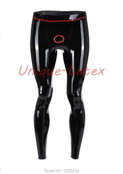 latex leggings men sexy rubber latex trousers open penis hole with