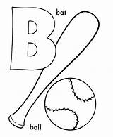 Bat Letter Coloring Baseball Learning Color sketch template