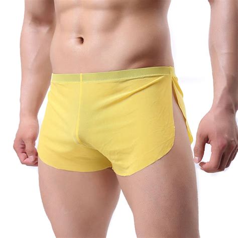 Buy Mens Mesh Sheer Split Side Breathable Boxer Briefs Style Underwear