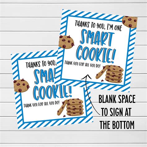 smart cookie gift tag printable gift tag teacher etsy