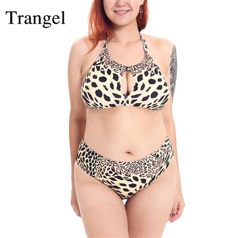 trangel plus size bikinis leopard print swimsuit female swimwear women