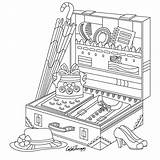 Suitcase Colouring sketch template