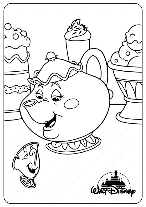 printable disney  potts  chip coloring pages
