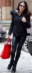 bethenny frankel picks up daughter bryn from school in skinny black leather trousers and