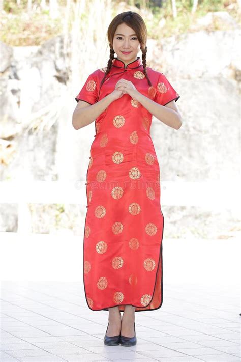 Chinese Girl With Dress Traditional Cheongsam Stock Image Image Of