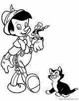 Pinocchio Coloring Pages Jiminy Disneyclips Disney Figaro sketch template
