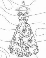 Dress Coloring Pages Crayola Elegant Fashion Color Adults Floral Escapes Etsy Books sketch template