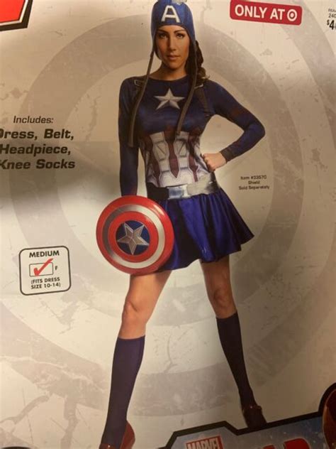 marvel civil war captain america woman s adult costume m 10 14 nwt ebay