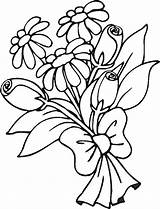 Bouquet Coloring Flowers Pages Printable Clipart Kids Color Print Childrens sketch template