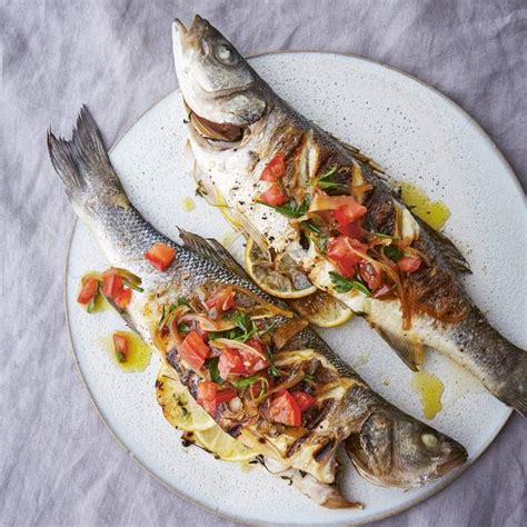 Baked Sea Bass Fillets With Lemon And Avocado Oil And Crispy Capers