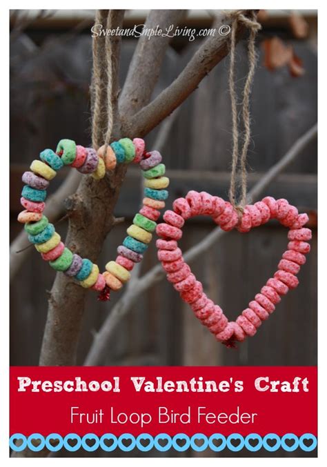 Preschool Valentine Crafts Fruit Loop Heart Bird Feeder