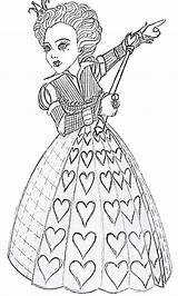 Alice Wonderland Coloring Queen Pages Hearts Burton Hatter Mad Tim Printable Adult Drawing Kids Deviantart Sheets Party Colorir Heart Para sketch template