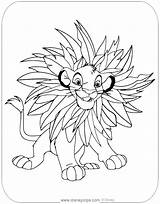Coloring Simba Pages Lion King Mane Leaves Disneyclips Wearing sketch template