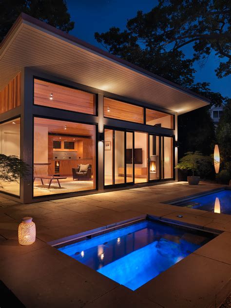 flavin architects design  poolside guest house overlooking  ocean