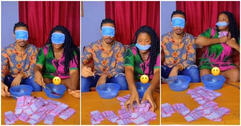 Shes Calm Lady Cheats Her Man During Blindfold Money Game Quickly