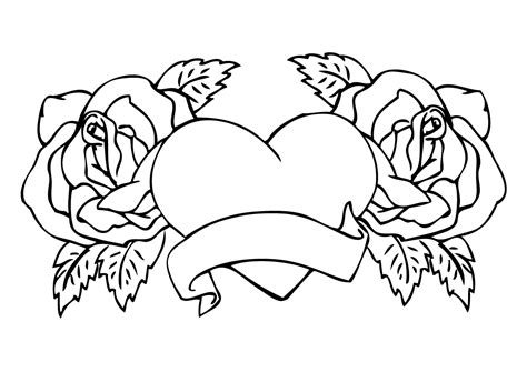 hearts  roses coloring pages getcoloringpagescom